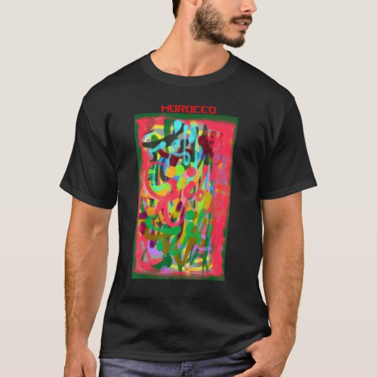 モロッコと書道ユニークアイディアモロッコカリグ Tシャツ (正面)