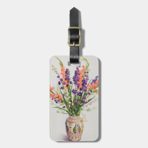 モロッコのつぼのLarkspurそしてグラジオラス ラゲッジタグ