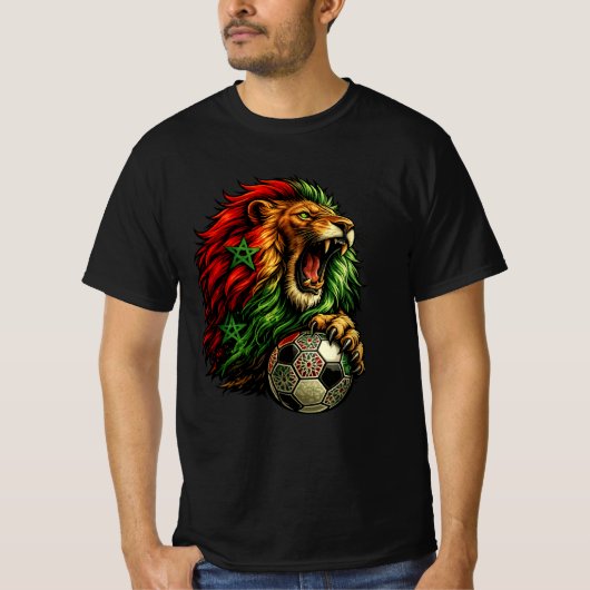 モロッコのアトラスライオン サッカーマスコット Tシャツ (正面)