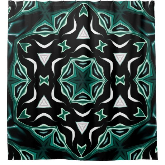 モロッコのアフリカ系民族ダークパターン万華鏡のように千変万化するパターン シャワーカーテン (正面)