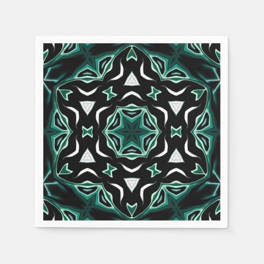モロッコのアフリカ系民族ダークパターン万華鏡のように千変万化するパターン スタンダードカクテルナプキン (正面)