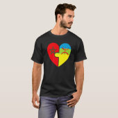 モロッコのアマジグのルーツ誇りを持ったのマッチング国旗 Tシャツ (正面フル)