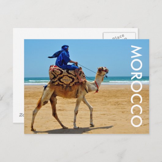 モロッコのアラブ乗りカメルシーサイドビーチ ポストカード (正面/裏面)