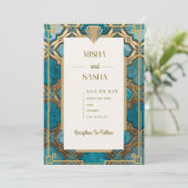 モロッコのアートデコ様式の結婚式招待状 招待状 (スタンド正面)