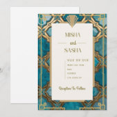 モロッコのアートデコ様式の結婚式招待状 招待状 (正面/裏面)