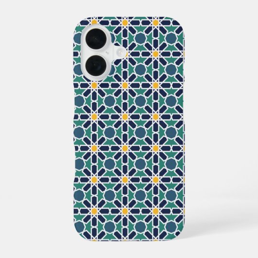 モロッコのジリージ柄アート (Zelij) iPhone 16ケース (裏面)