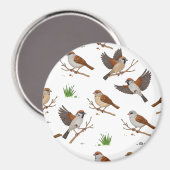 モロッコのスズメの鳥模様 マグネット (正面/裏面)