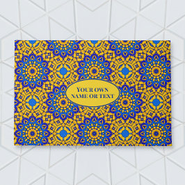モロッコのタイルでブルー&イエロー、独自の文字エリア ドアマット