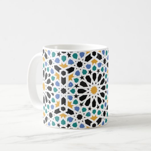 モロッコのタイルのデザインのマグライト コーヒーマグカップ (正面左)
