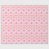 モロッコのタイルのピンクと赤のパターンの水色 ラッピングペーパー (フラット)