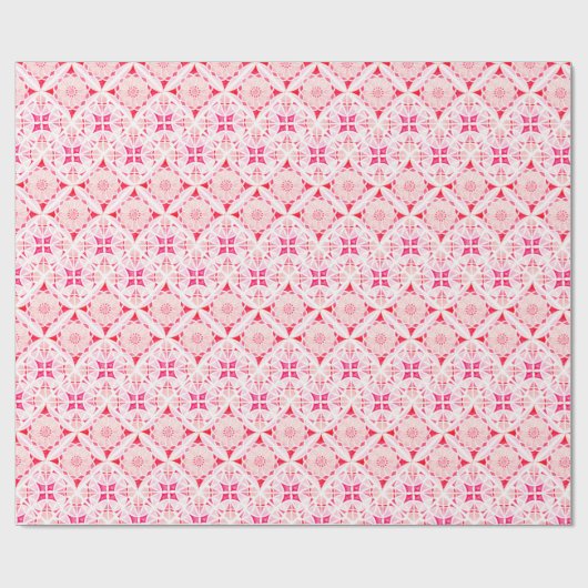モロッコのタイルのピンクと赤のパターンの水色 ラッピングペーパー (フラット)