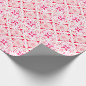 モロッコのタイルのピンクと赤のパターンの水色 ラッピングペーパー (角)