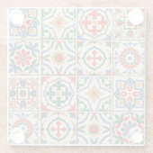 モロッコのタイルカラフル：シームレスなパターン。 ガラスコースター (裏面)