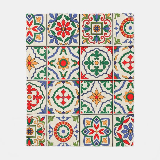 モロッコのタイルカラフル：シームレスなパターン。 フリースブランケット (正面)