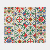 モロッコのタイルカラフル：シームレスなパターン。 フリースブランケット (正面(横))