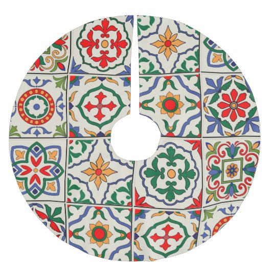 モロッコのタイルカラフル:シームレスなパターン。 ブラッシュドポリエステルツリースカート (正面)