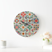 モロッコのタイルカラフル:シームレスなパターン。 ラージ壁時計 (ホーム)