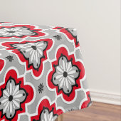 モロッコのタイルパターン-灰色および赤 テーブルクロス (インサイチュ)