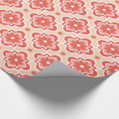 モロッコのタイルパターン-珊瑚のオレンジの陰 ラッピングペーパー (角)