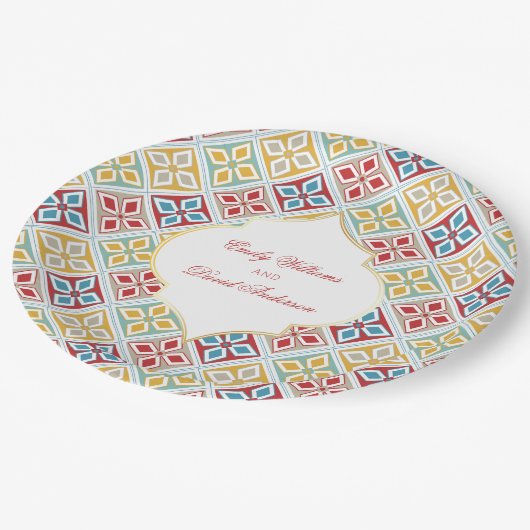 モロッコのタイル模様アラベスク ペーパープレート (アングル)