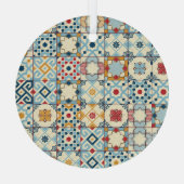 モロッコのタイル、カラフルシームレスなパターン。 ガラスオーナメント (裏面)