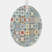 モロッコのタイル、カラフルシームレスなパターン。 ガラスオーナメント (正面右)