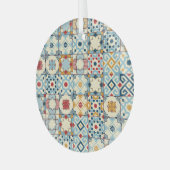 モロッコのタイル、カラフルシームレスなパターン。 ガラスオーナメント (正面左)