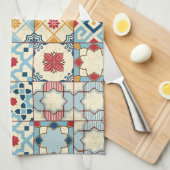 モロッコのタイル、カラフルシームレスなパターン。 キッチンタオル (四つ折り)
