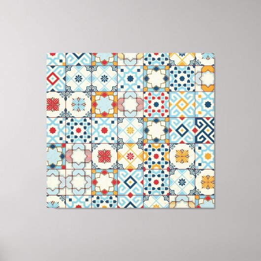 モロッコのタイル、カラフルシームレスなパターン。 キャンバスプリント (正面)