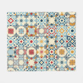 モロッコのタイル、カラフルシームレスなパターン。 フリースブランケット (正面(横))