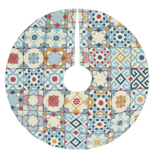 モロッコのタイル、カラフルシームレスなパターン。 ブラッシュドポリエステルツリースカート (正面)