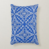 モロッコのタイル-コバルトブルーおよび白 アクセントクッション (正面(垂直))