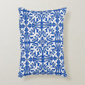 モロッコのタイル-コバルトブルーおよび白 アクセントクッション (正面(垂直))