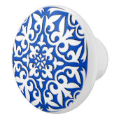 モロッコのタイル-コバルトブルーおよび白 セラミックノブ (右)