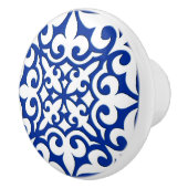 モロッコのタイル-コバルトブルーおよび白 セラミックノブ (右)