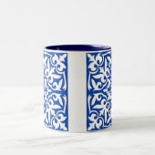モロッコのタイル-コバルトブルーおよび白 ツートーンマグカップ (中央)