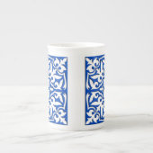 モロッコのタイル-コバルトブルーおよび白 ボーンチャイナマグカップ (正面)