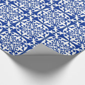 モロッコのタイル-コバルトブルーおよび白 ラッピングペーパー (角)