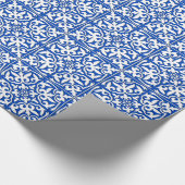 モロッコのタイル-コバルトブルーおよび白 ラッピングペーパー (角)