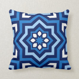 モロッコのタイル、コバルト、海軍および淡いブルー クッション