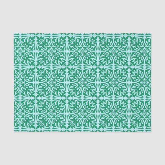 モロッコのタイル-ターコイズおよび水 薄葉紙 (正面)