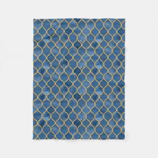 モロッコのタイル-デニム フリースブランケット (正面)