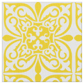 モロッコのタイル-マスタードの黄色および白 ファブリック (クローズアップ)