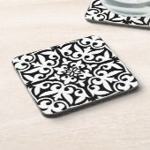 モロッコのタイル-白い背景との黒 コースター (左側)