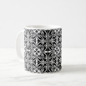 モロッコのタイル-白い背景との黒 コーヒーマグカップ (正面左)