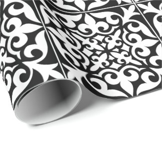 モロッコのタイル-白い背景との黒 ラッピングペーパー