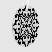 モロッコのタイル – 白、黒の背景 オーナメント (正面)
