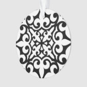 モロッコのタイル – 白、黒の背景 オーナメント (正面)