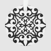 モロッコのタイル – 白、黒の背景 オーナメント (正面)