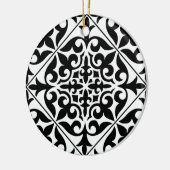 モロッコのタイル – 白、黒の背景 セラミックオーナメント (左)
